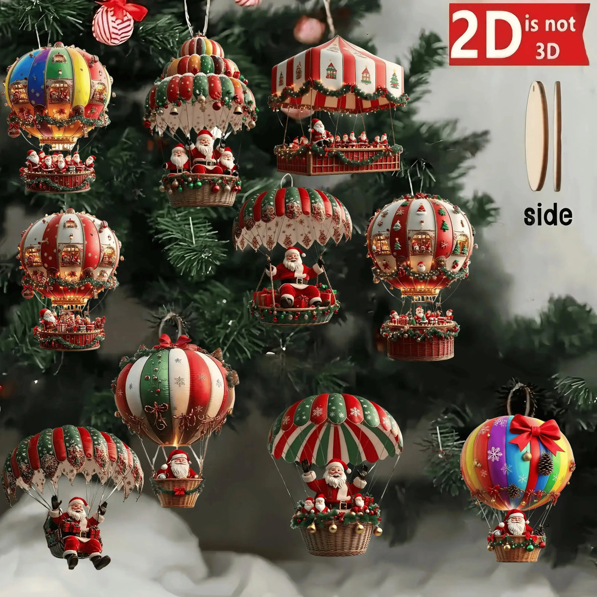 Santa Claus Parachute Ornaments Set