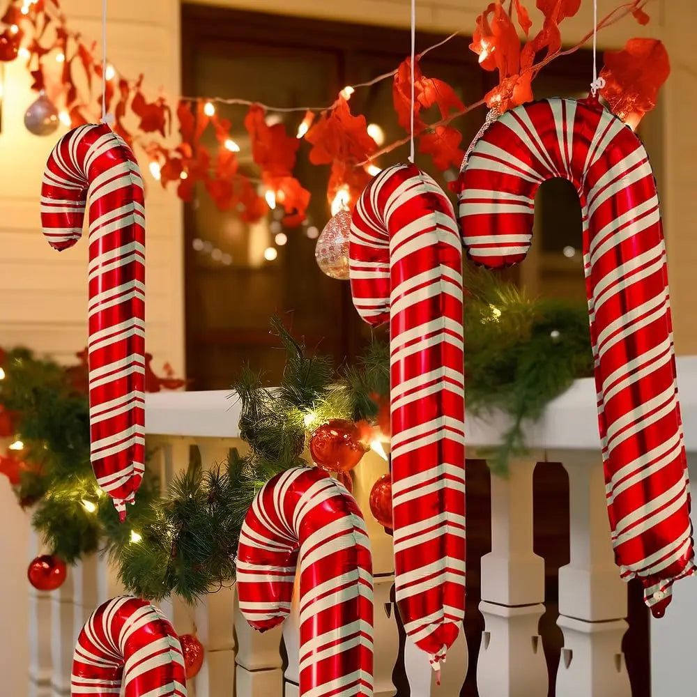 Christmas Candy Cane Foil Balloons Set