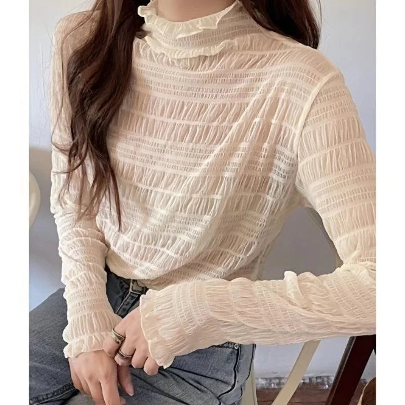 Women's Floral Lace Mesh Blouse