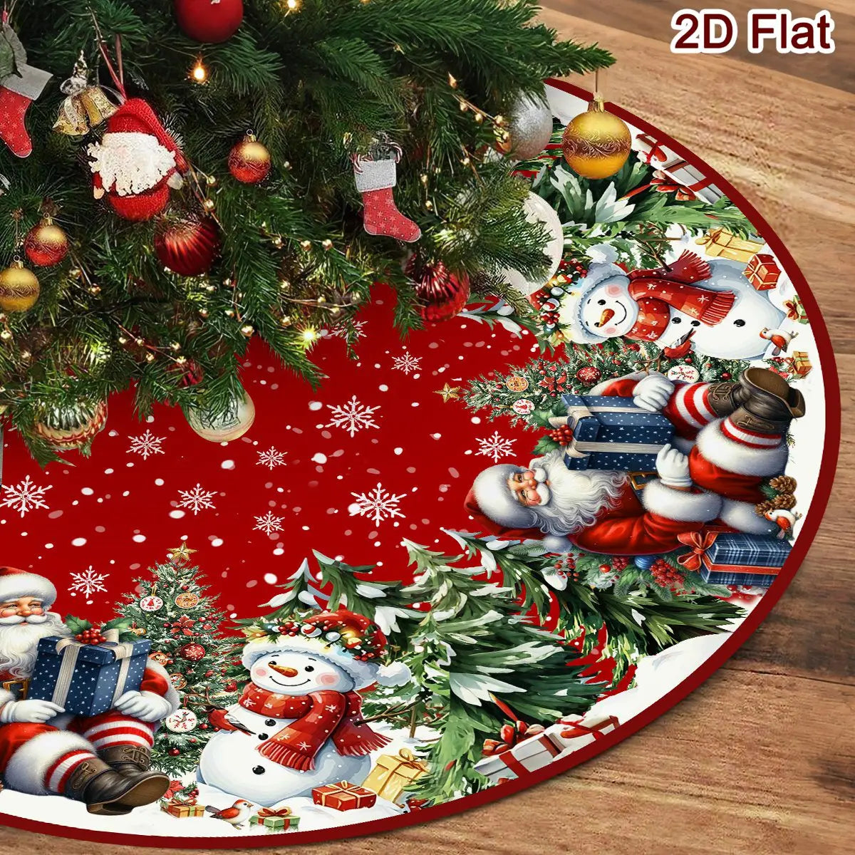 Christmas Tree Skirt — Santa & Snowman Print