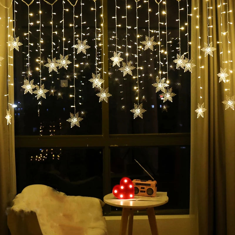 Christmas Snowflake LED Curtain Lights