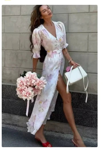 Floral Organza Maxi Dress