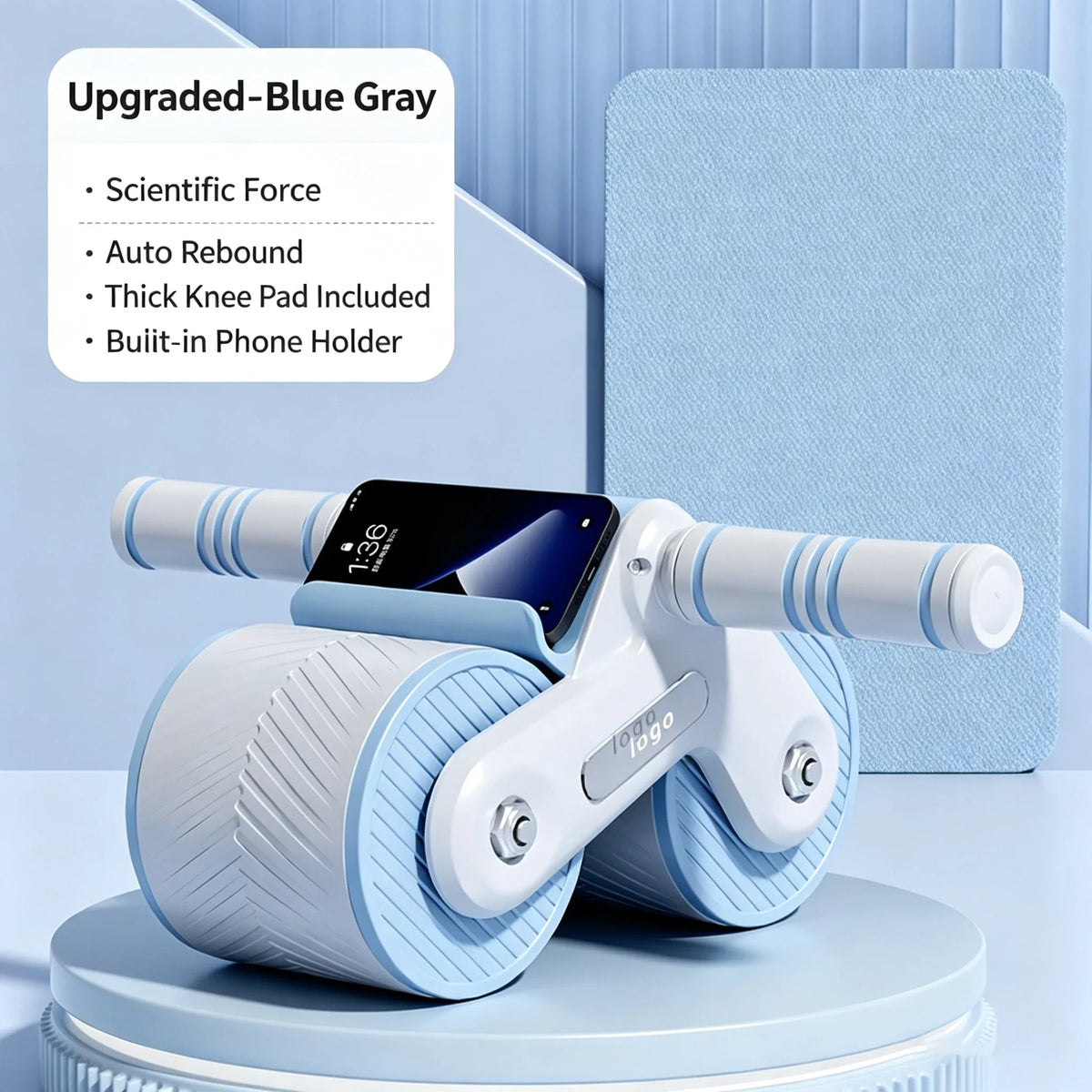 Auto-Rebound Ab Roller Wheel with Phone Holder