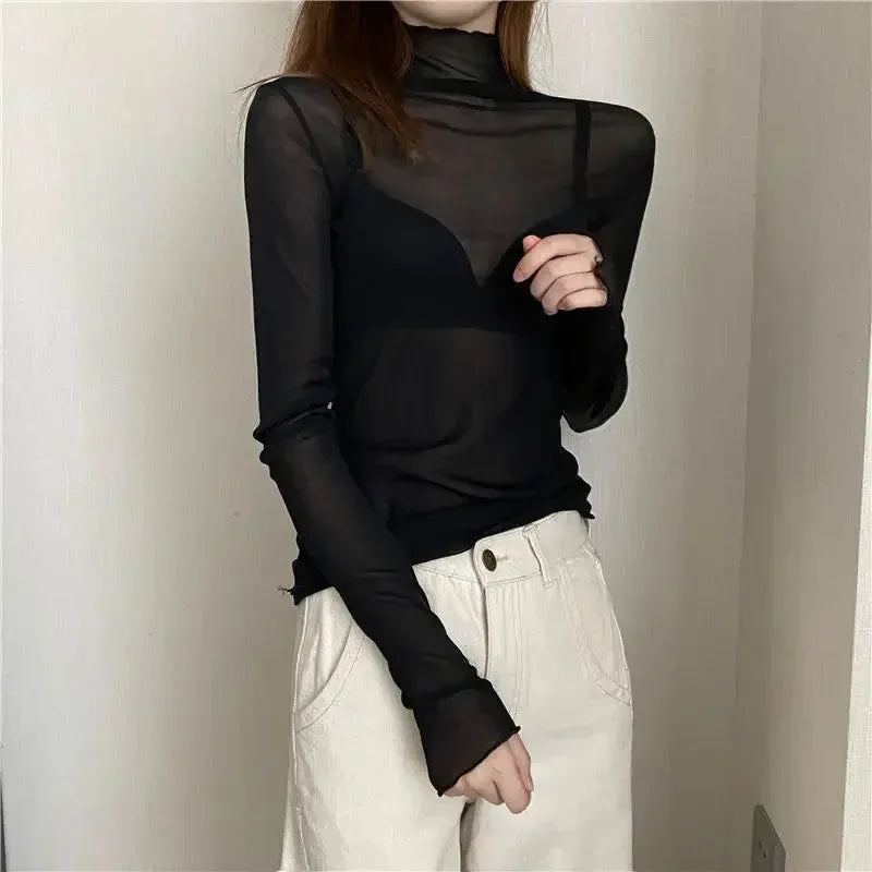 Women's Floral Lace Mesh Blouse