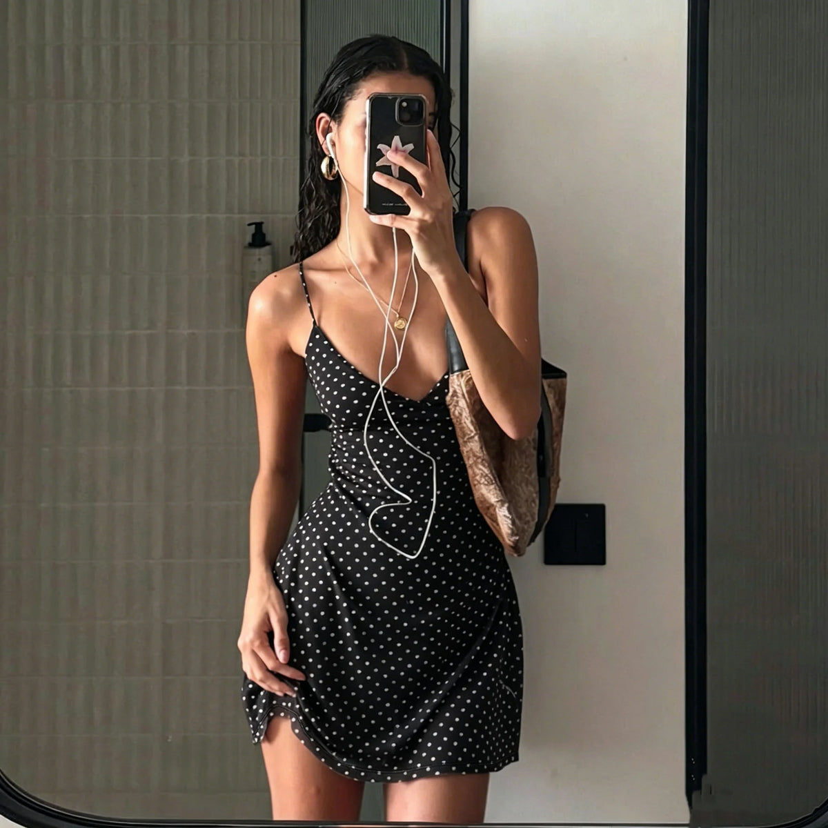 Women's Y2K Dot Print Sleeveless Dress