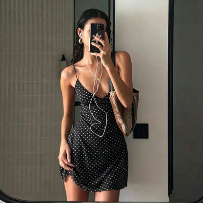 Women's Y2K Dot Print Sleeveless Dress