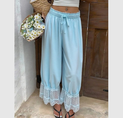 Women's Wide Leg Lace Trim Pants