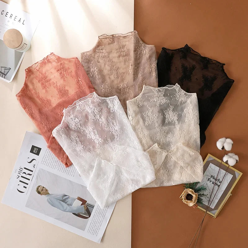 Women's Floral Lace Mesh Blouse