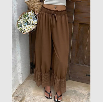 Women's Wide Leg Lace Trim Pants