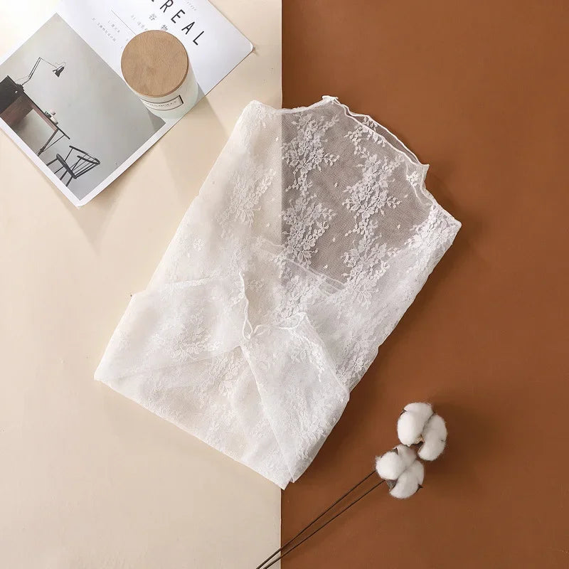 Women's Floral Lace Mesh Blouse