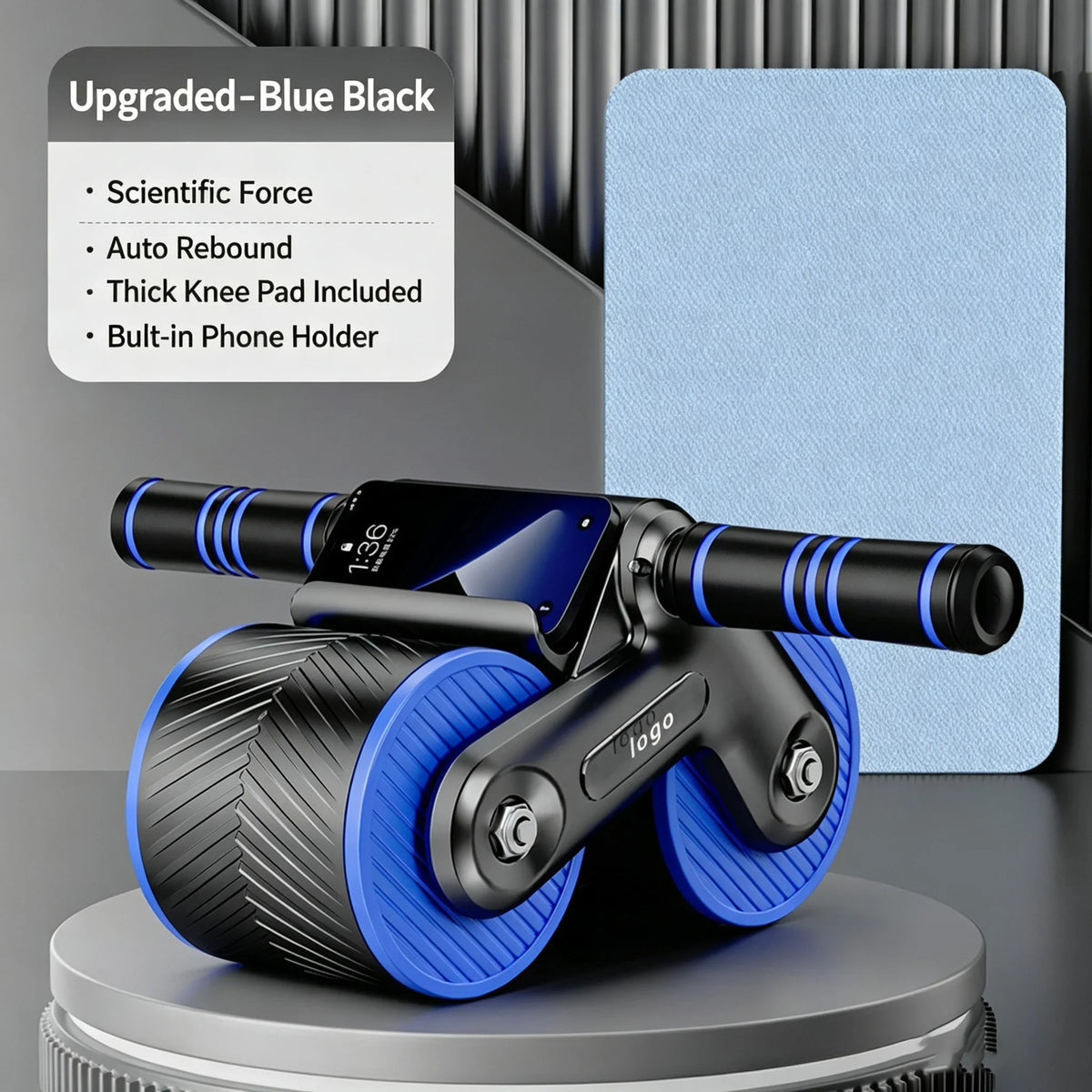 Auto-Rebound Ab Roller Wheel with Phone Holder