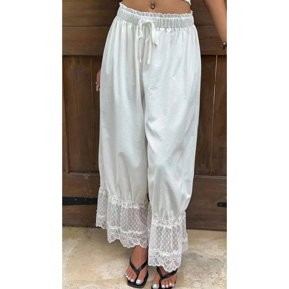 Women's Wide Leg Lace Trim Pants