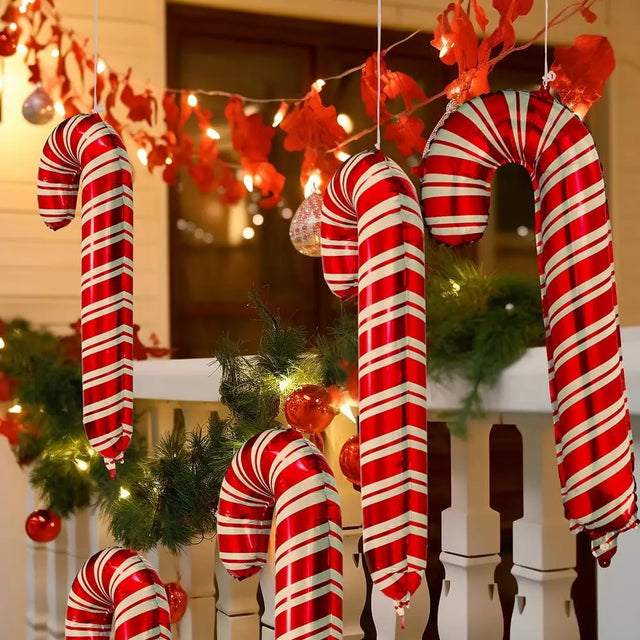 Christmas Candy Cane Foil Balloons Set