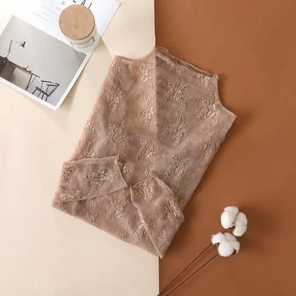 Women's Floral Lace Mesh Blouse
