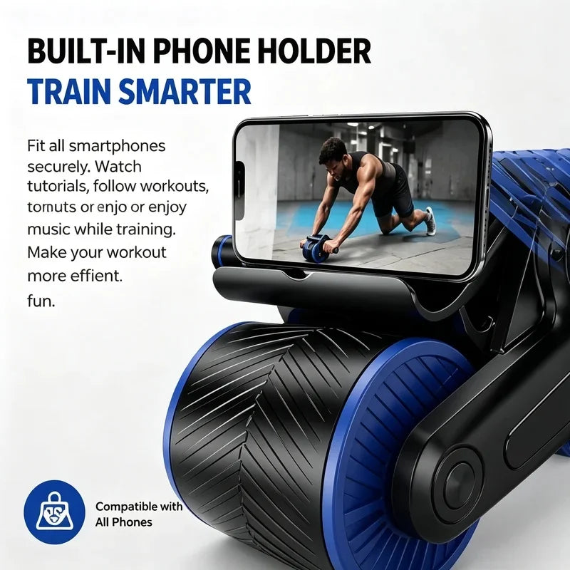 Auto-Rebound Ab Roller Wheel with Phone Holder