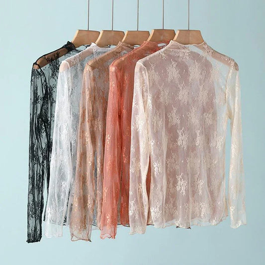 Women's Floral Lace Mesh Blouse