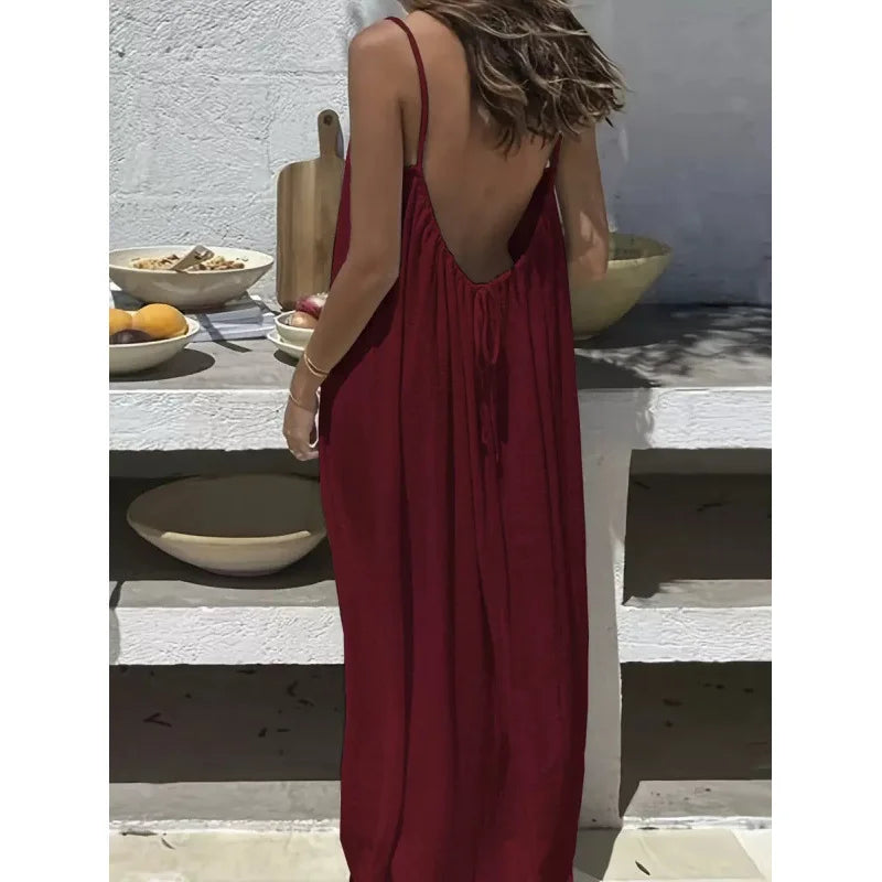 Women's Strapless Backless Maxi Dress