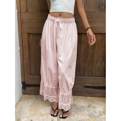 Women's Wide Leg Lace Trim Pants
