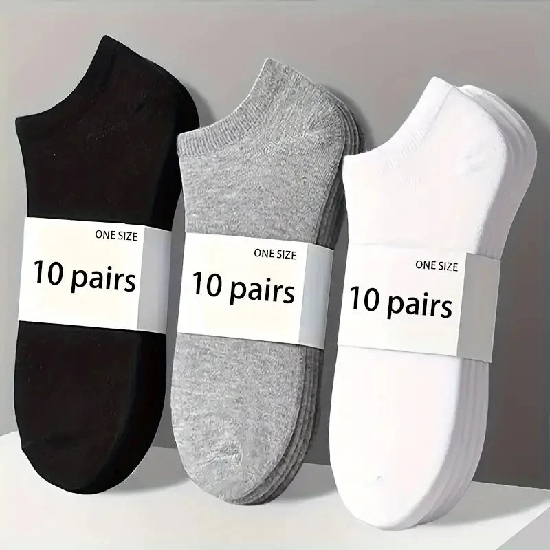 Unisex Comfort Fit Ankle Socks — 5 or 10 Pack