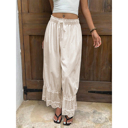 Women's Wide Leg Lace Trim Pants