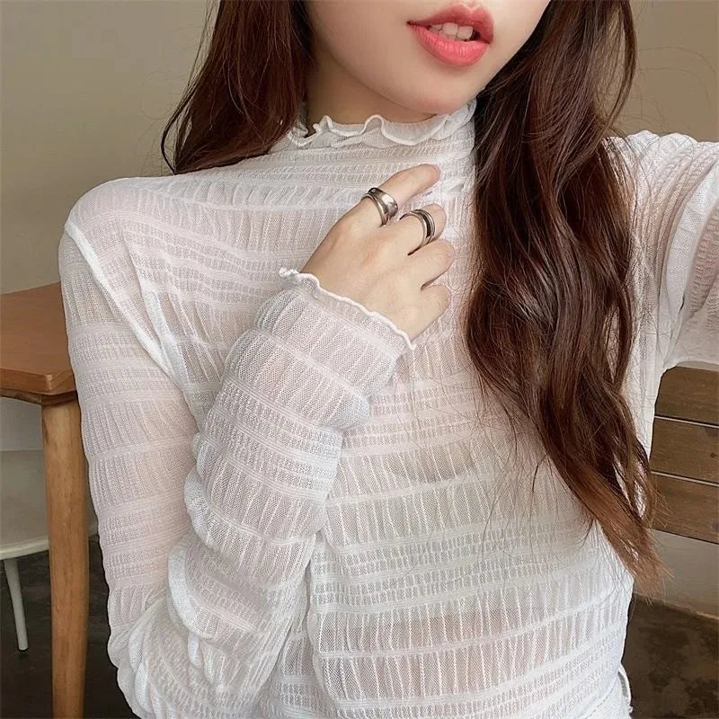Women's Floral Lace Mesh Blouse