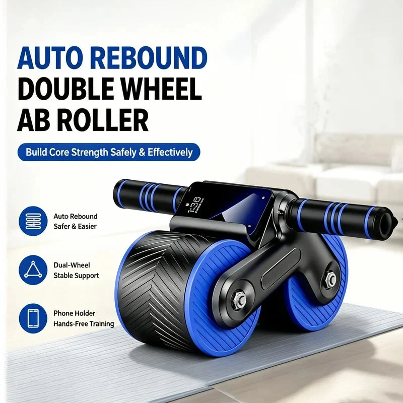 Auto-Rebound Ab Roller Wheel with Phone Holder
