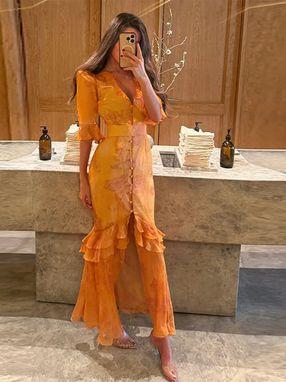 Floral Organza Maxi Dress