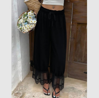 Women's Wide Leg Lace Trim Pants