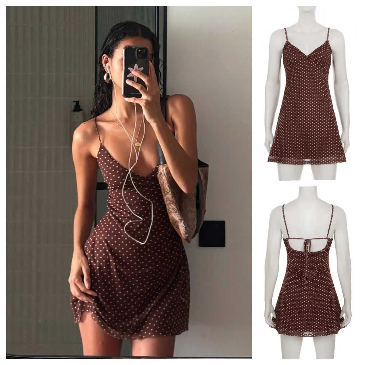 Women's Y2K Dot Print Sleeveless Dress