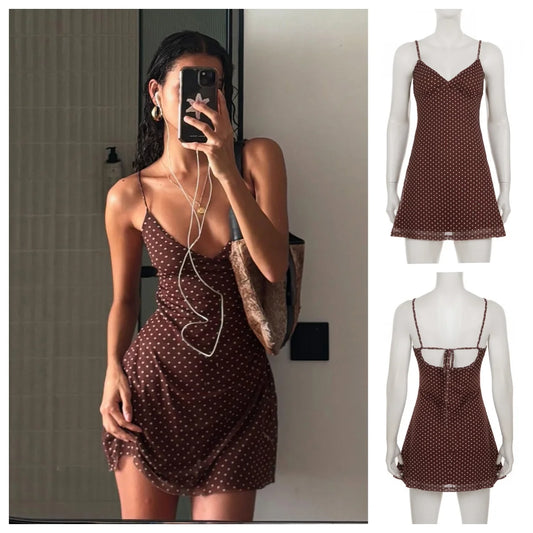 Women's Y2K Dot Print Sleeveless Dress