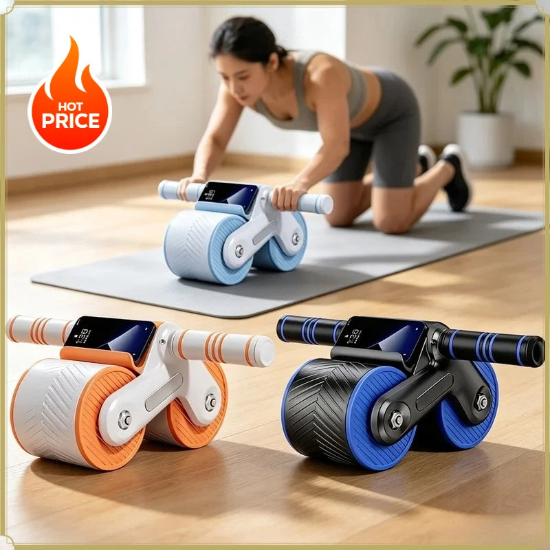 Auto-Rebound Ab Roller Wheel with Phone Holder