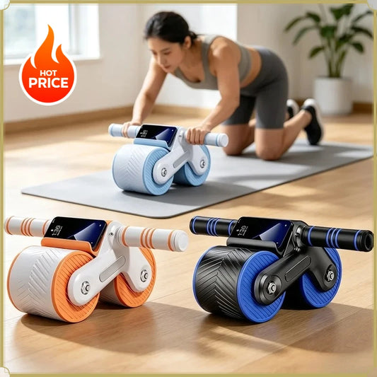 Auto-Rebound Ab Roller Wheel with Phone Holder