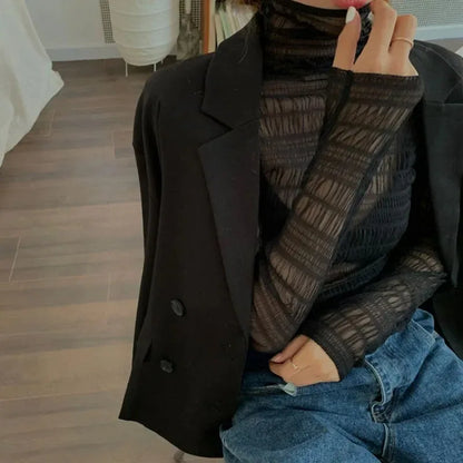 Women's Floral Lace Mesh Blouse