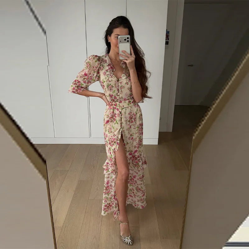 Floral Organza Maxi Dress