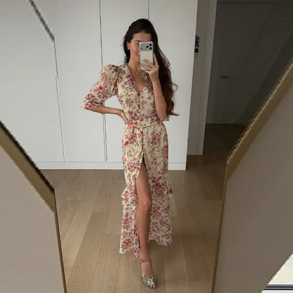 Floral Organza Maxi Dress