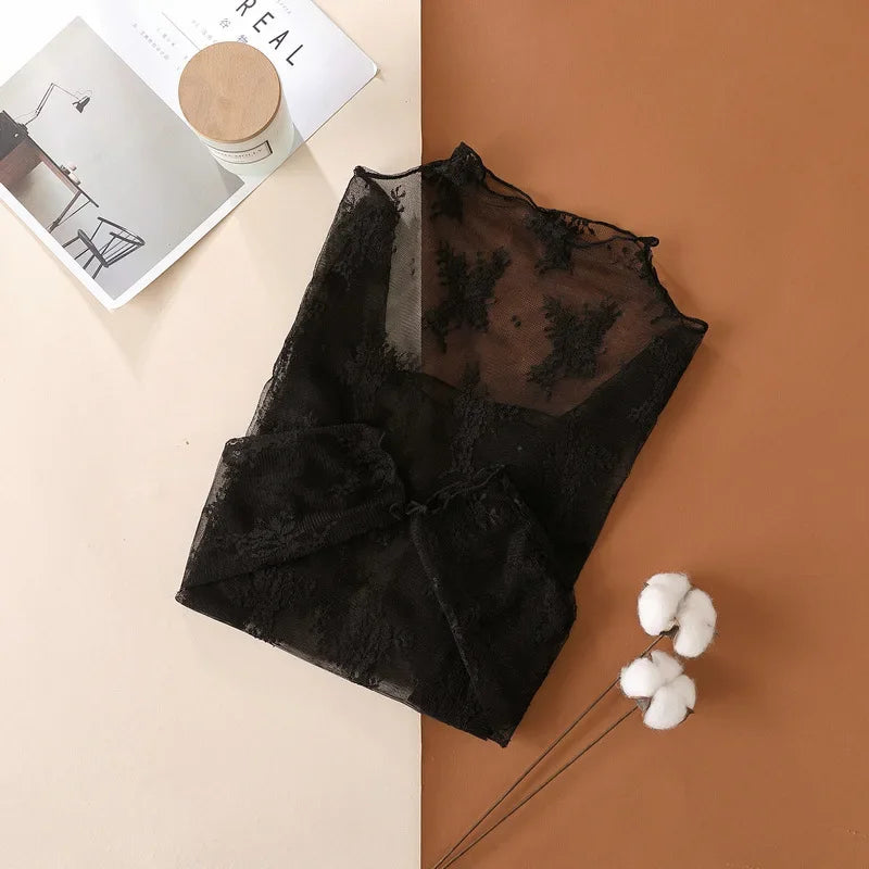 Women's Floral Lace Mesh Blouse